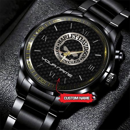 Montre Noire Élégante – Cadeau Parfait pour les Fans de Harley-Davidson